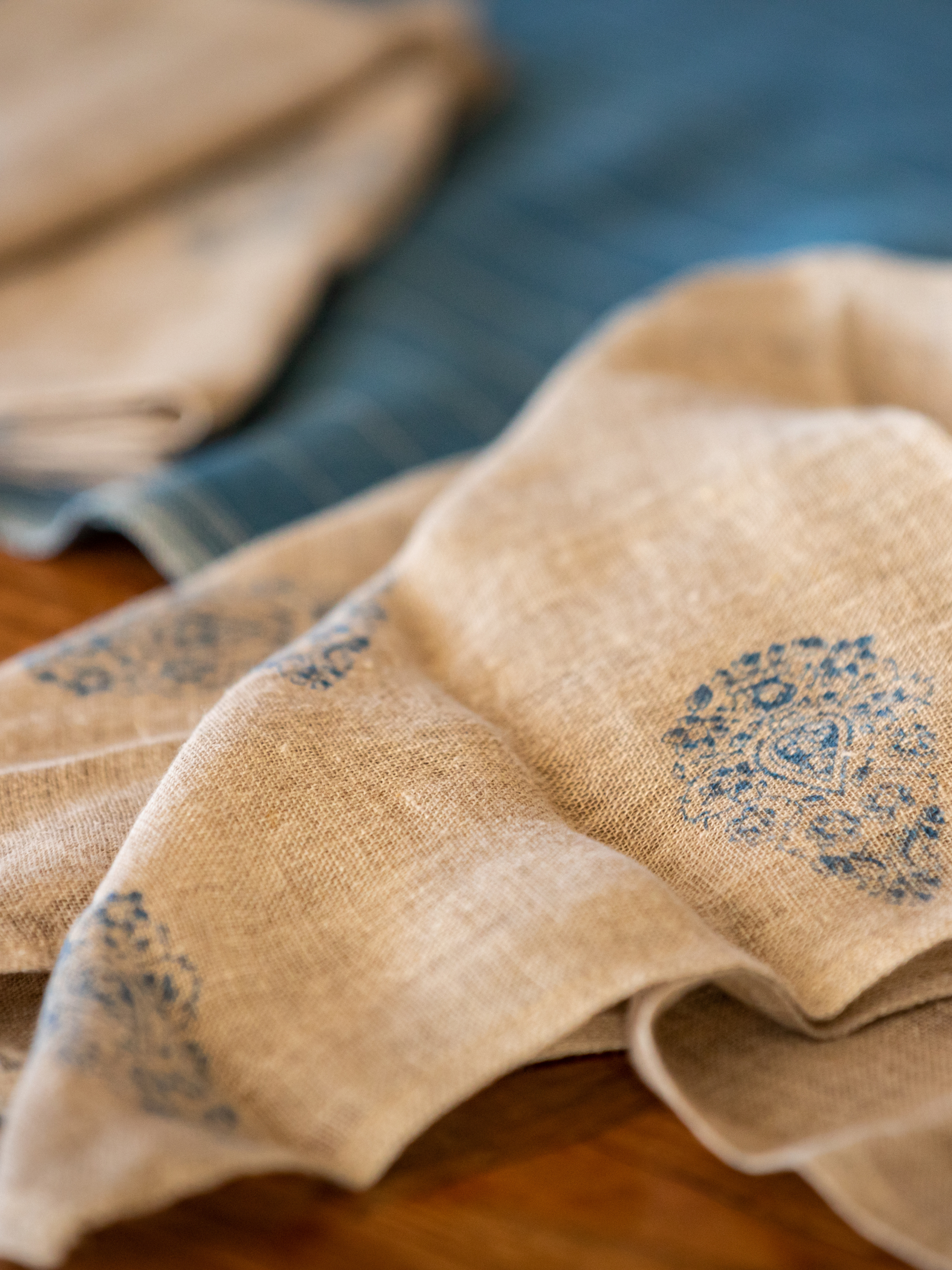 Henna Blue Sheer Linen Napkin Set