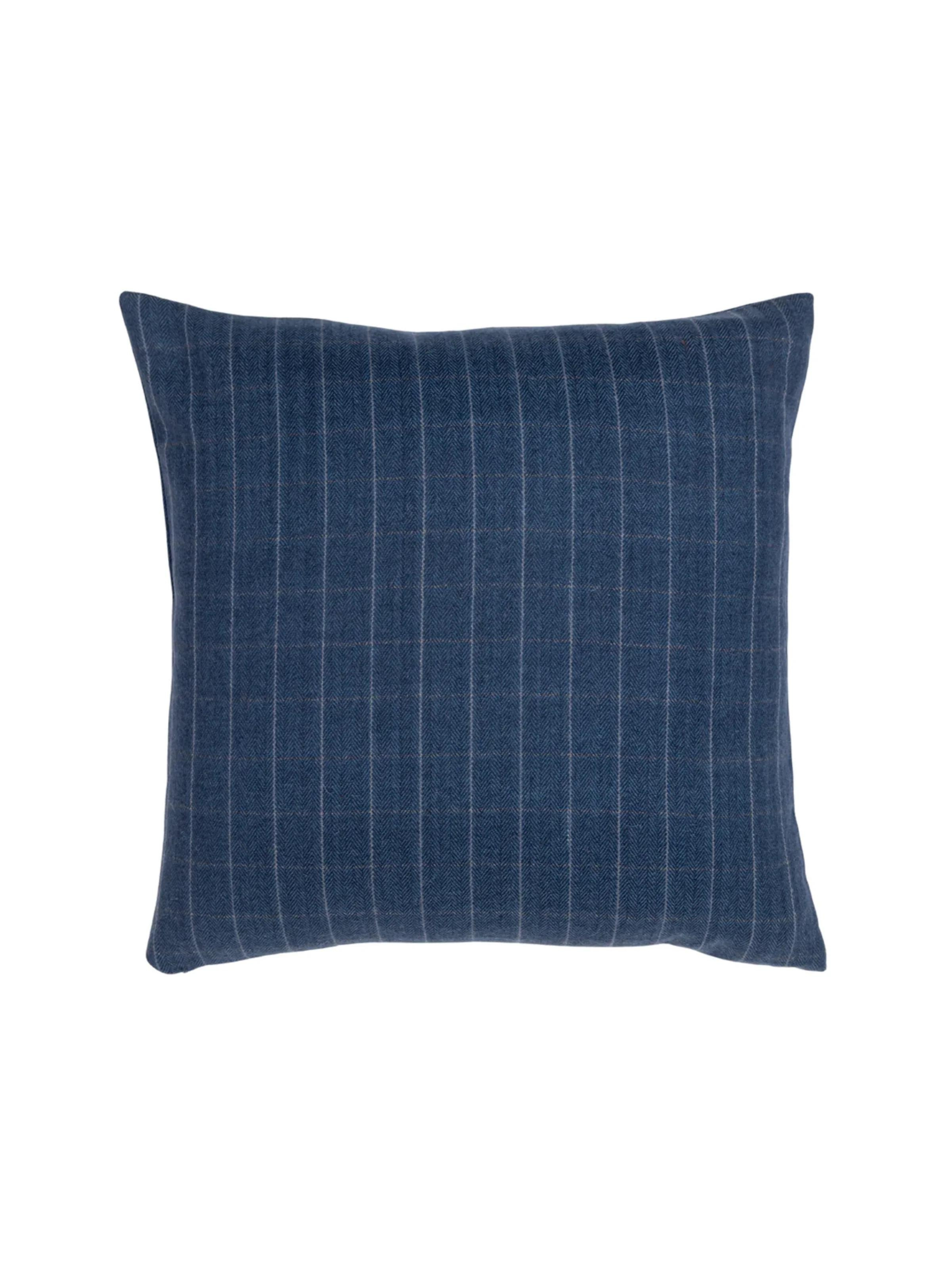 Highlands Navy Squares Wool Pillow