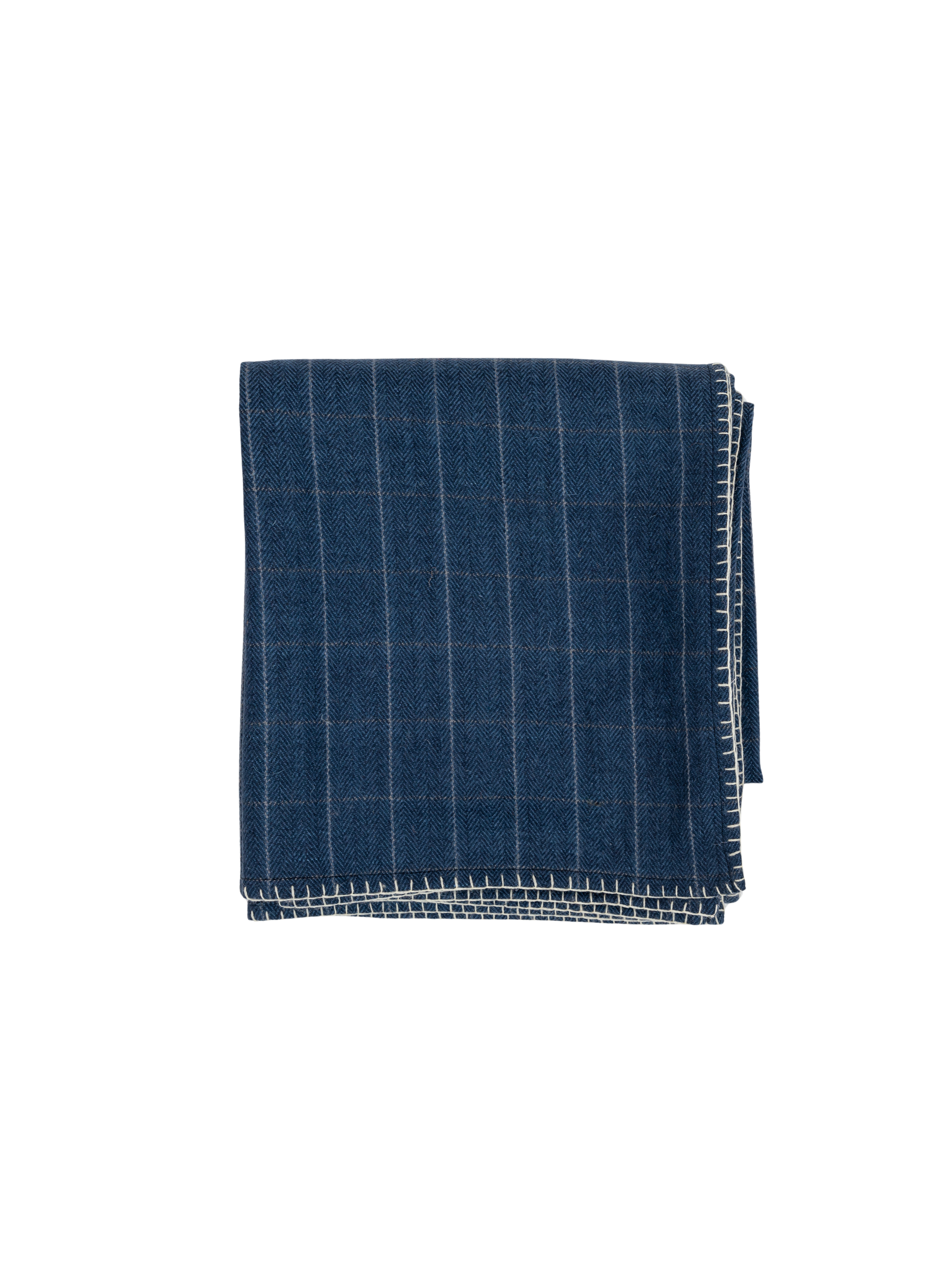 Highlands Navy Squares Wool Throw