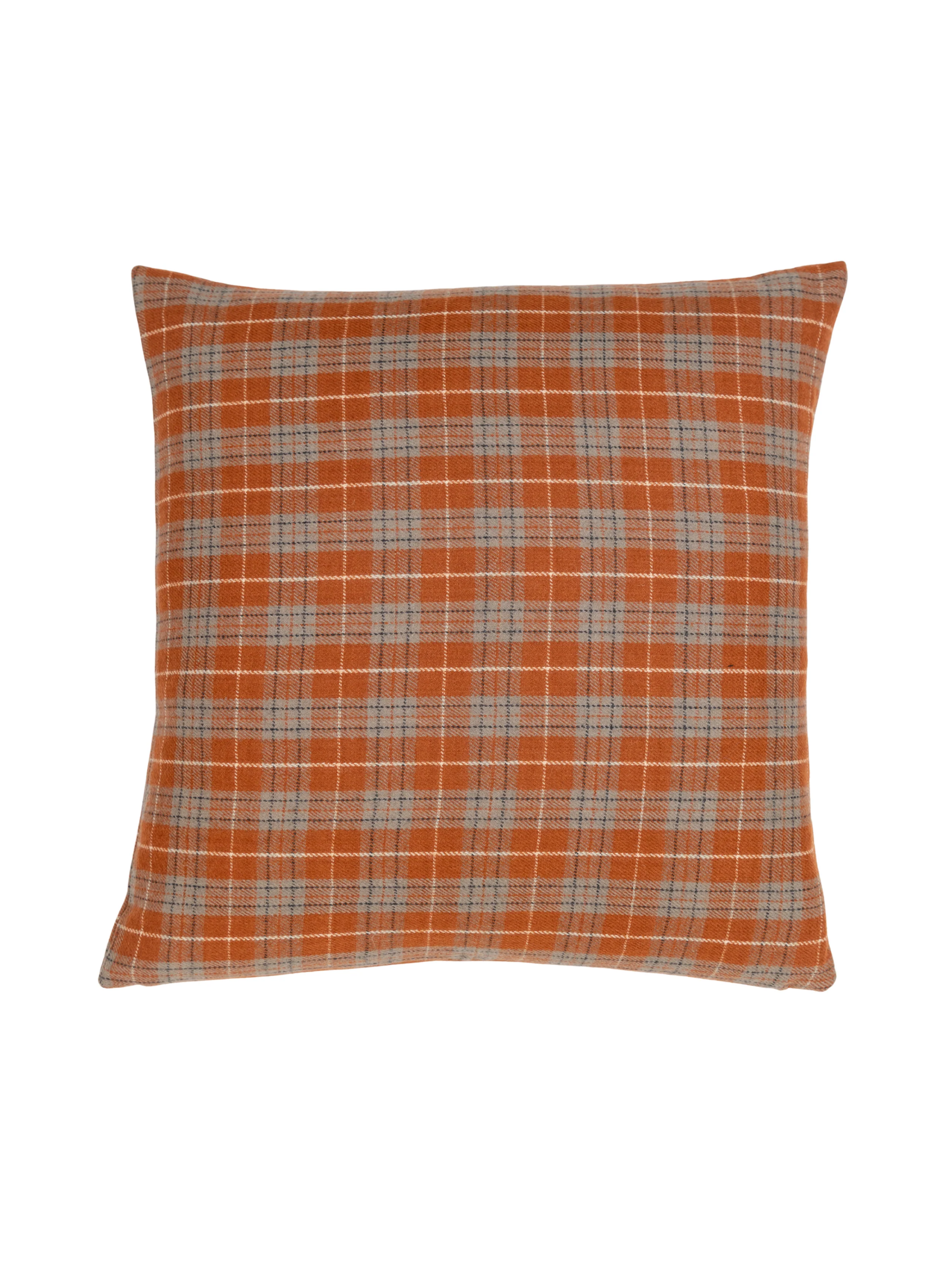 Highlands Pumpkin Plaid Wool Pillow