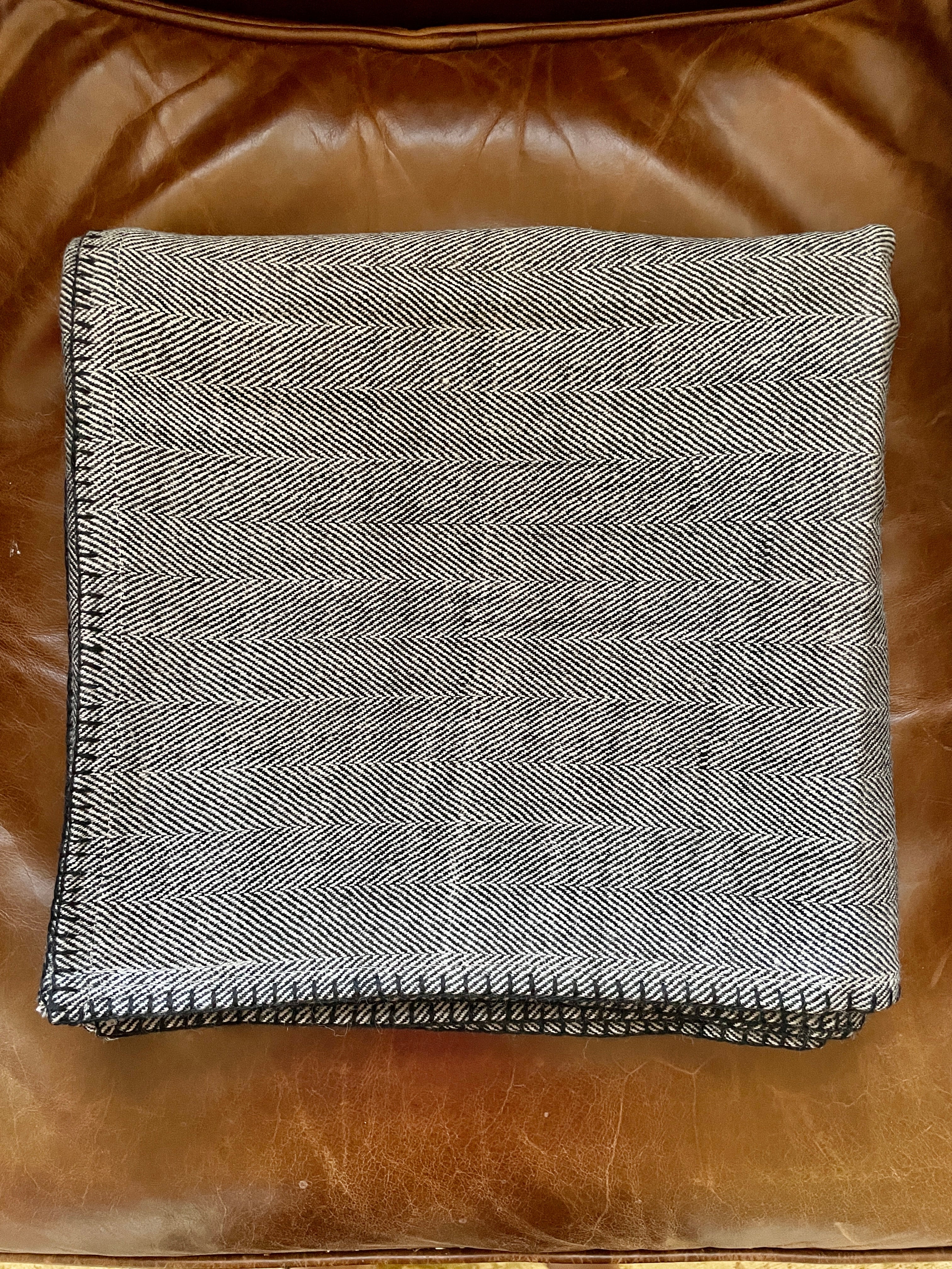 Highlands Black Herringbone Soft Wool Throw