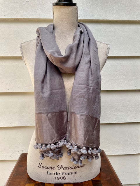 Slate Pompom Scarf