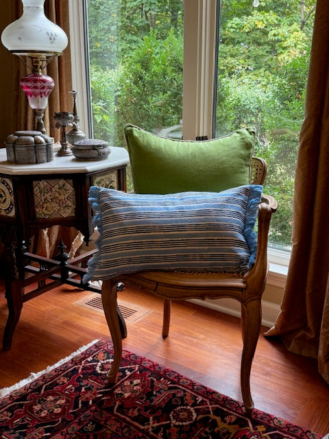 Gayana Stripe Indigo/Cornflower Blue Lumbar Pillow Cover