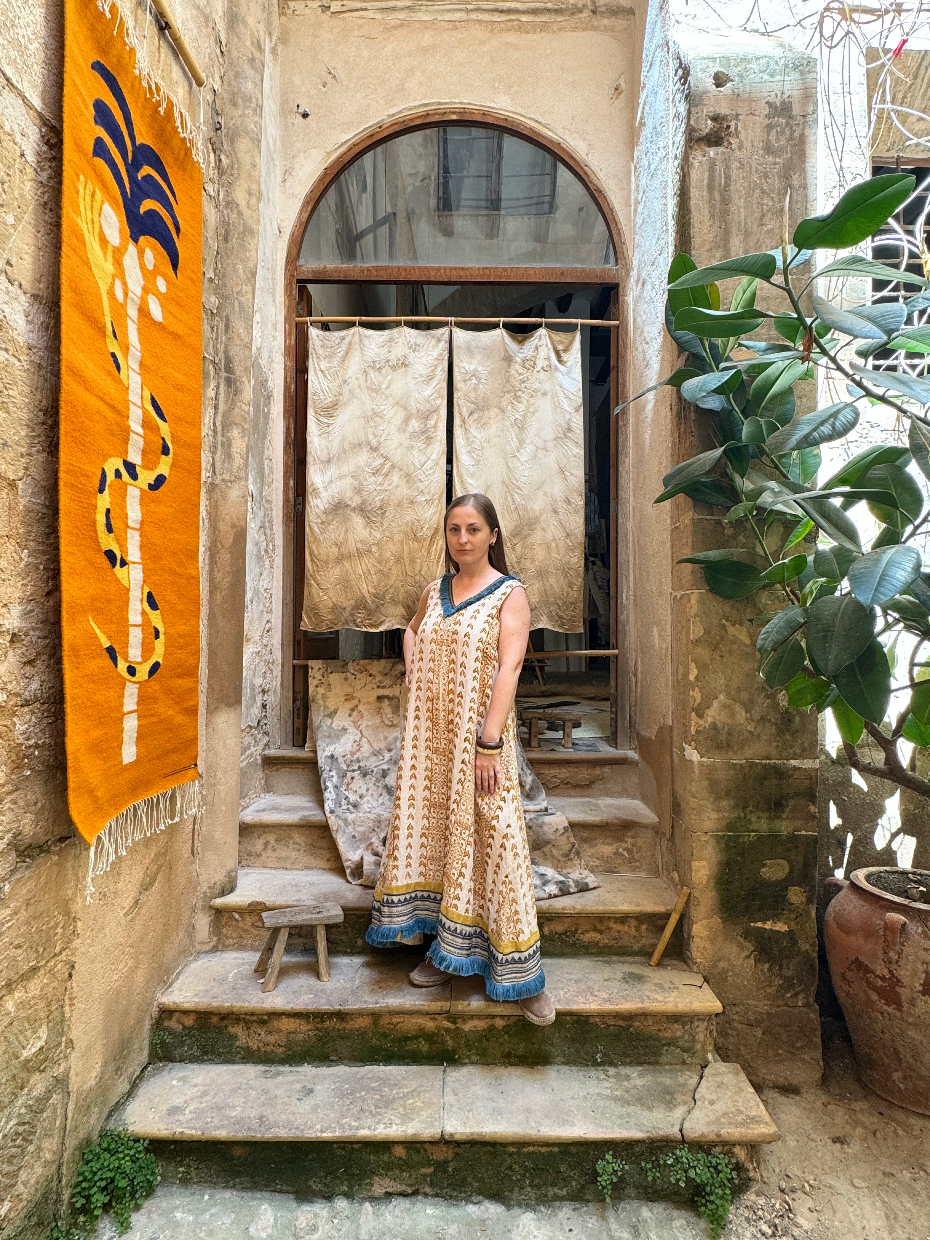 Cairo Linen Dress in Ocher