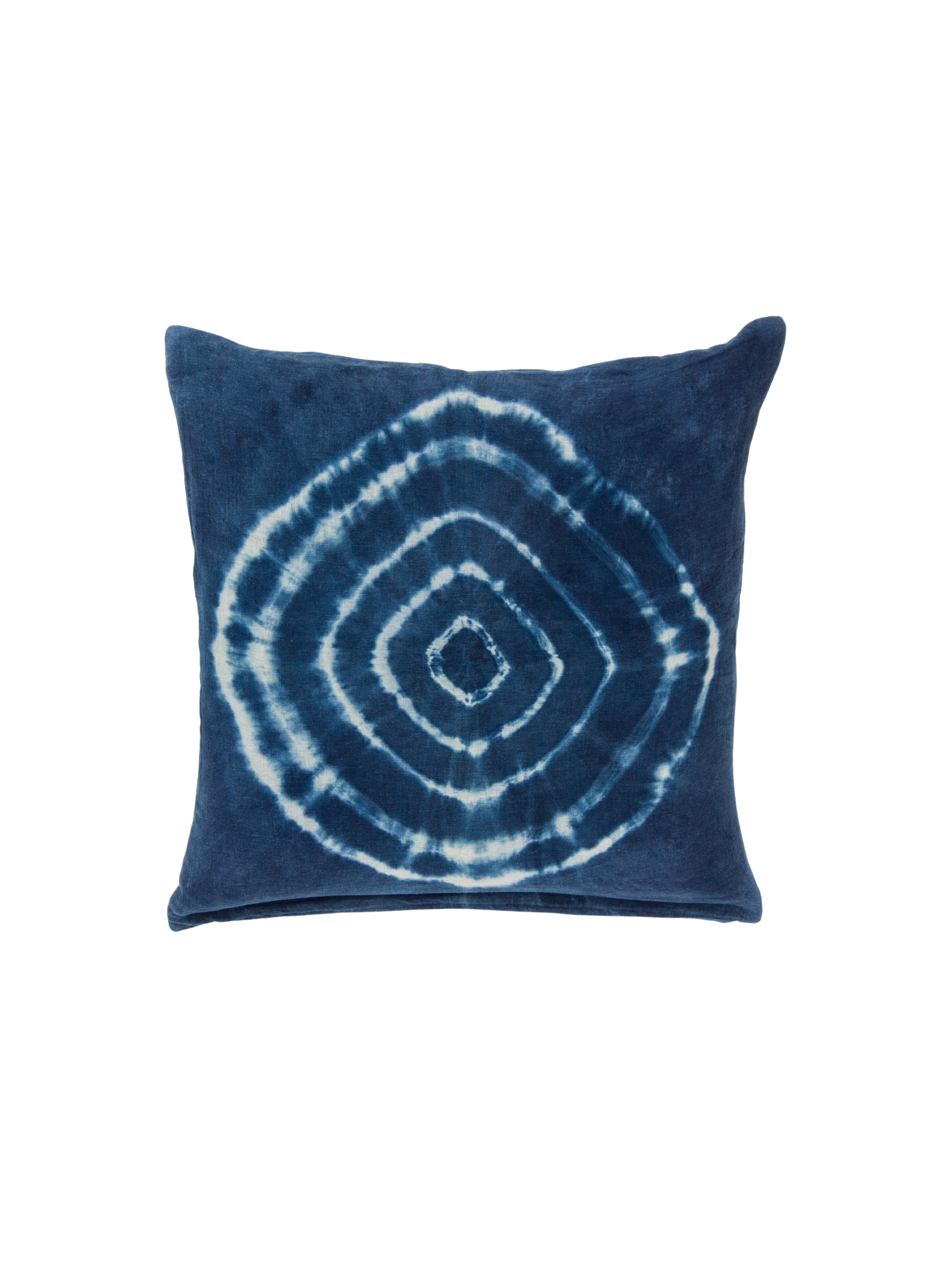 Indigo Blue Circle Tie Dye Decorative Pillow