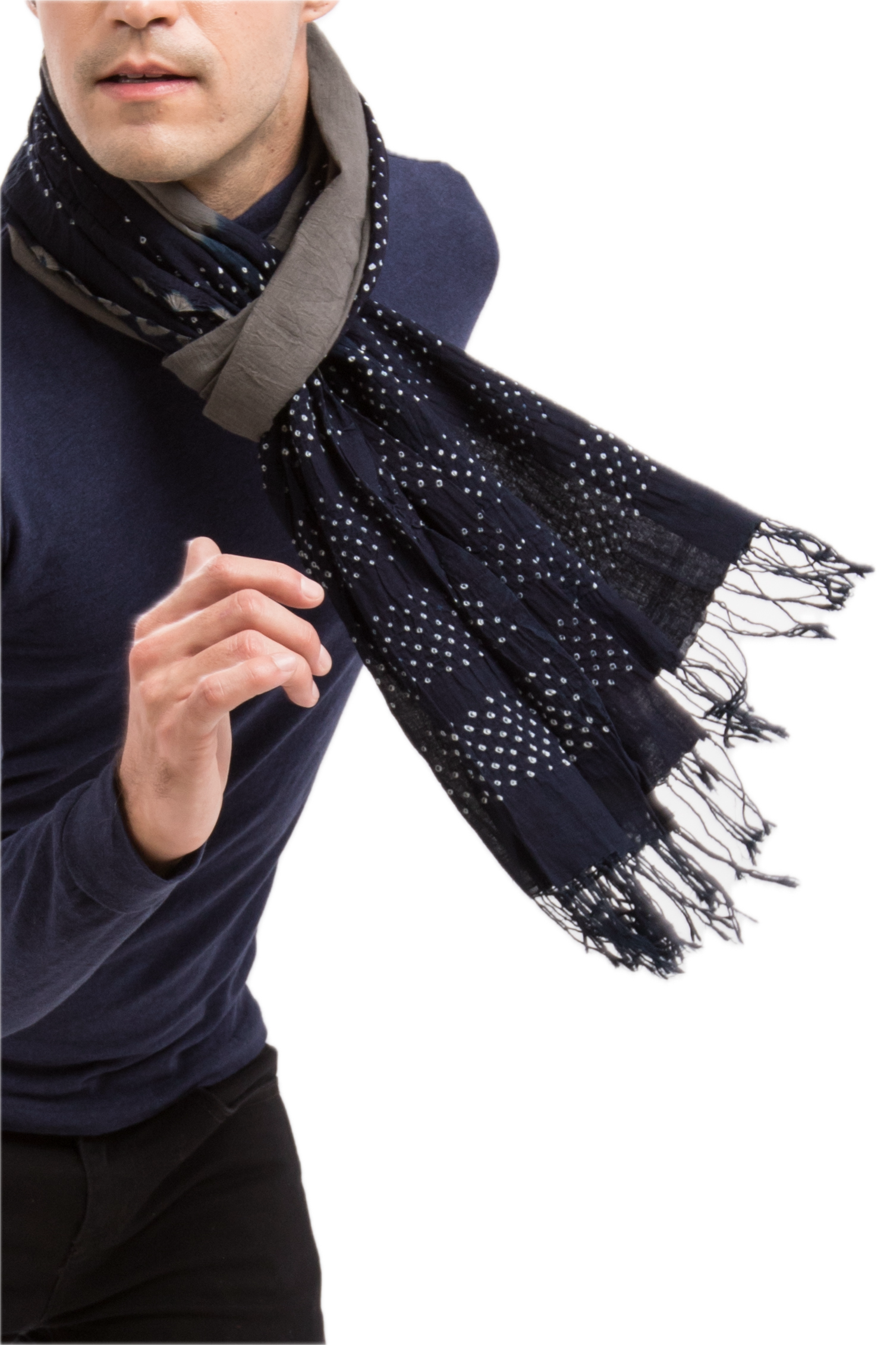 Tie Dye Indigo And Pink Scarf