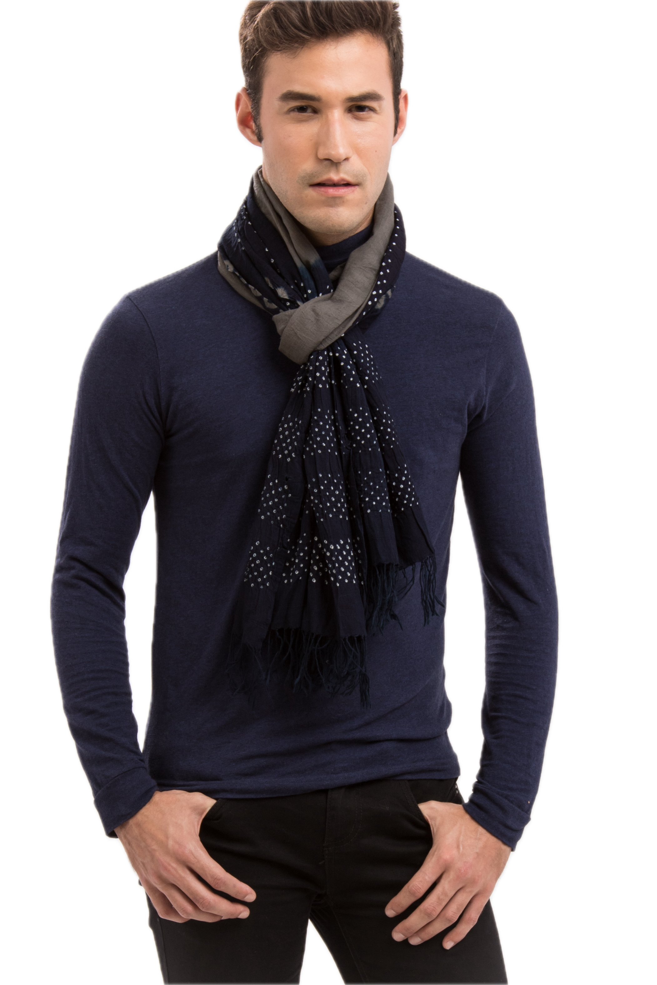 Tie Dye Indigo And Pink Scarf
