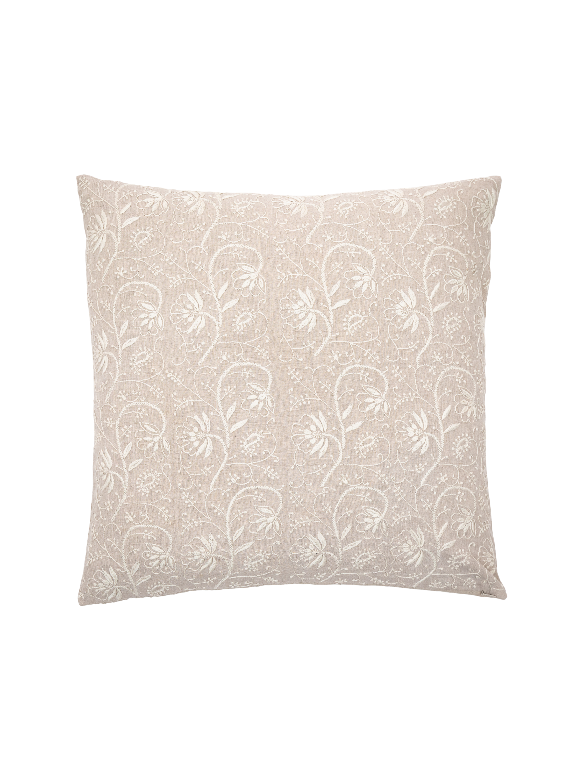 Juliette Natural Linen Hand-Embroidered Pillow Cover