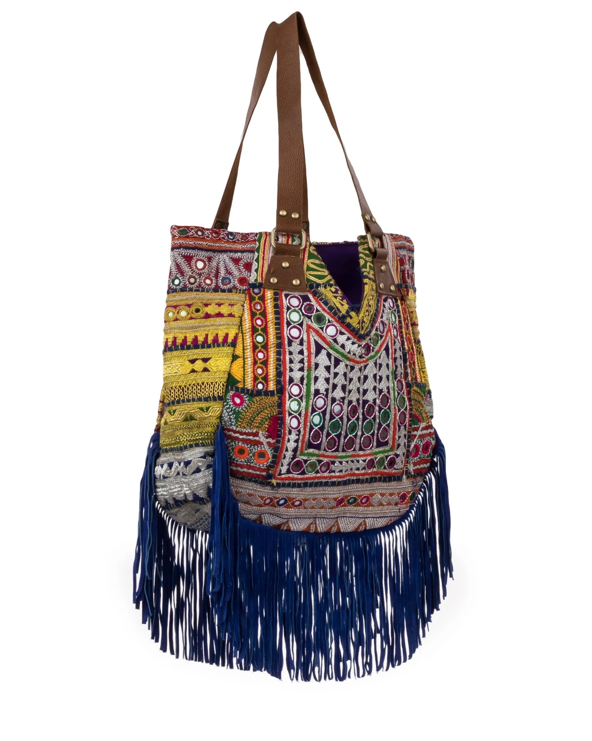 Jumru Fringe Tote Bag in Blue