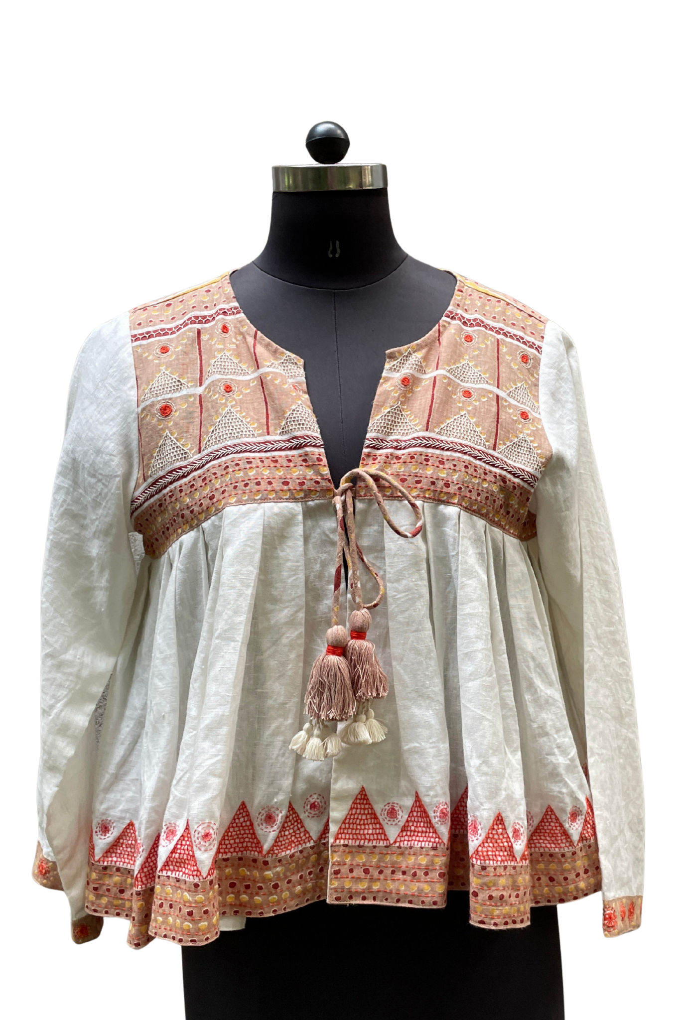 Junoon Jacket In Utopia Print Clay with Embroidery
