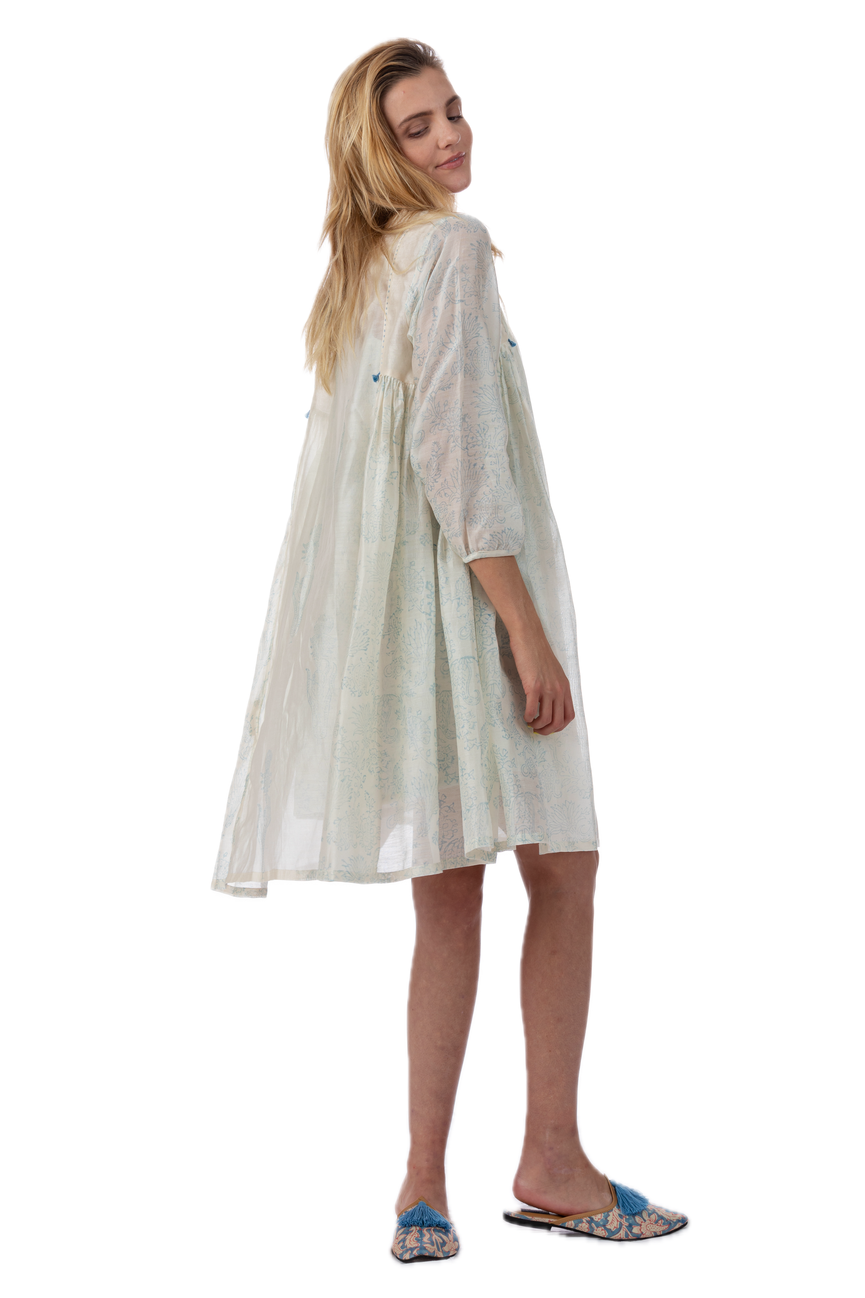 Alice Blue Silk Cotton Summer Dress