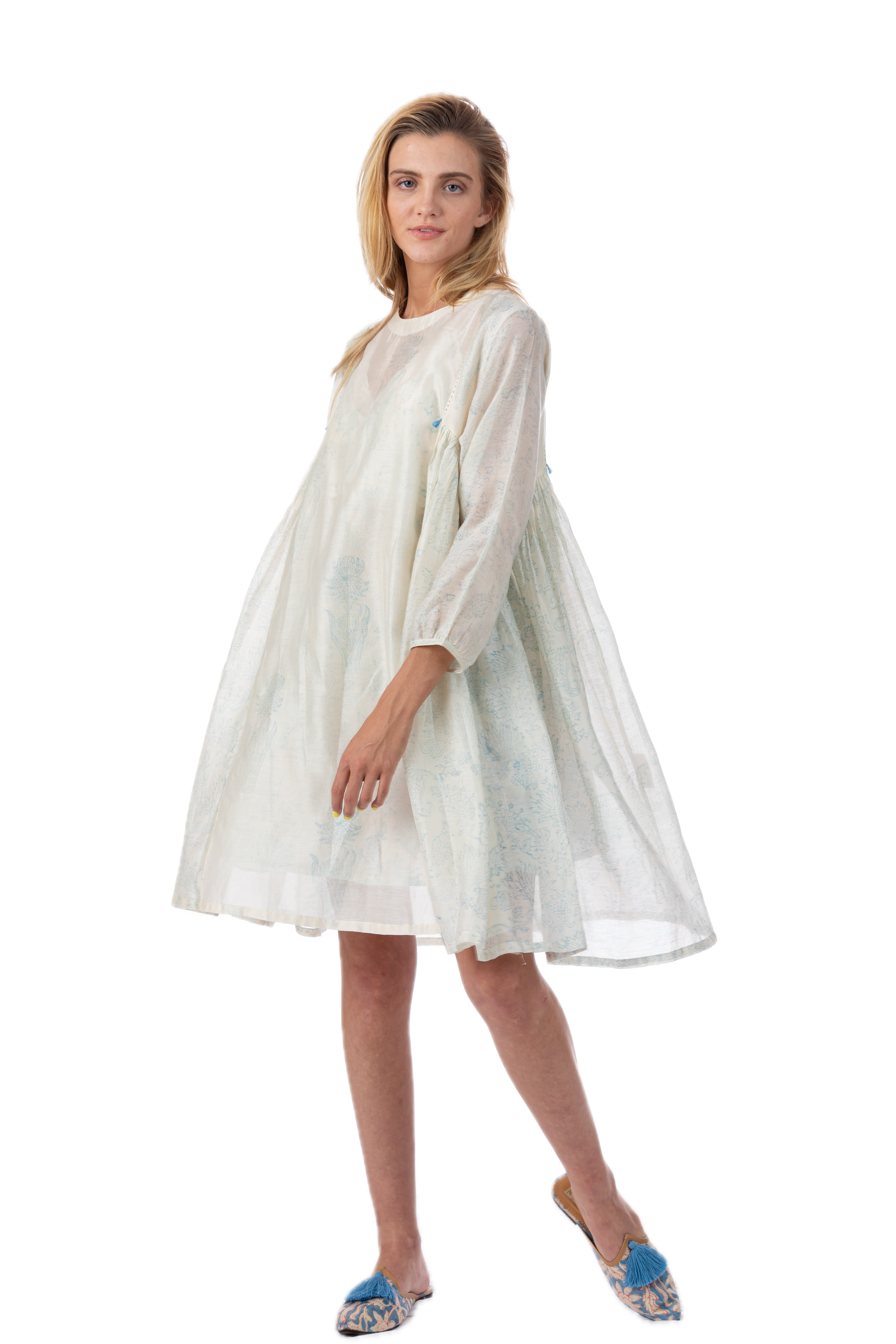 Alice Blue Silk Cotton Summer Dress