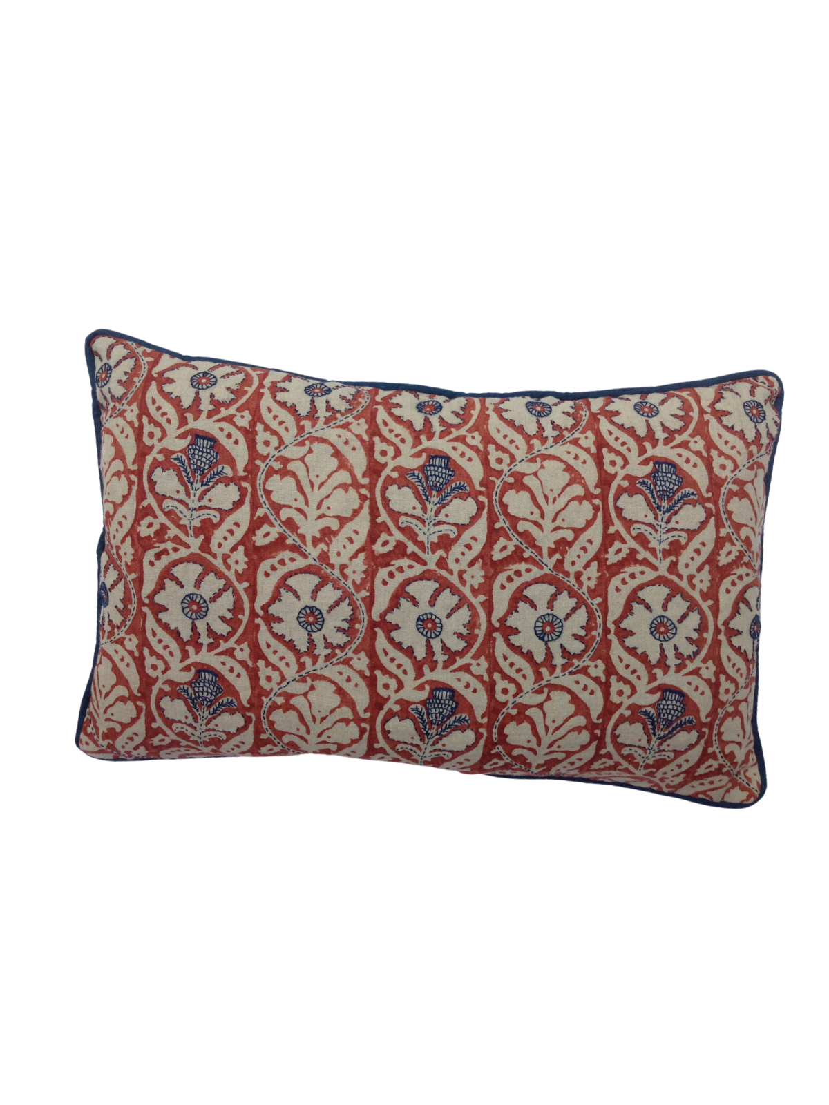 Madurai Brick Red/Cornflower Blue Petit Lumbar Pillow Cover