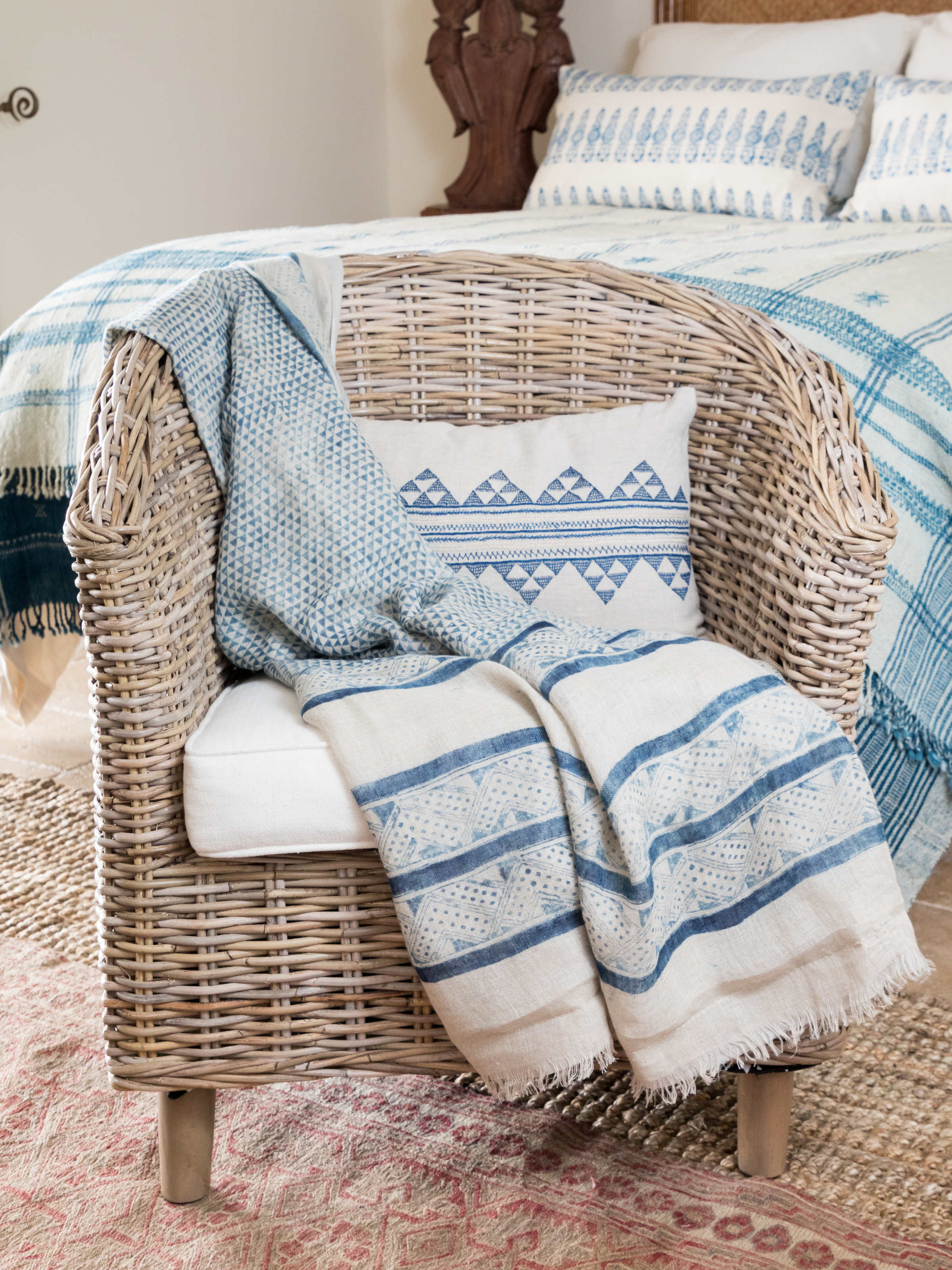 Mancala Indigo Sheer Linen Throw