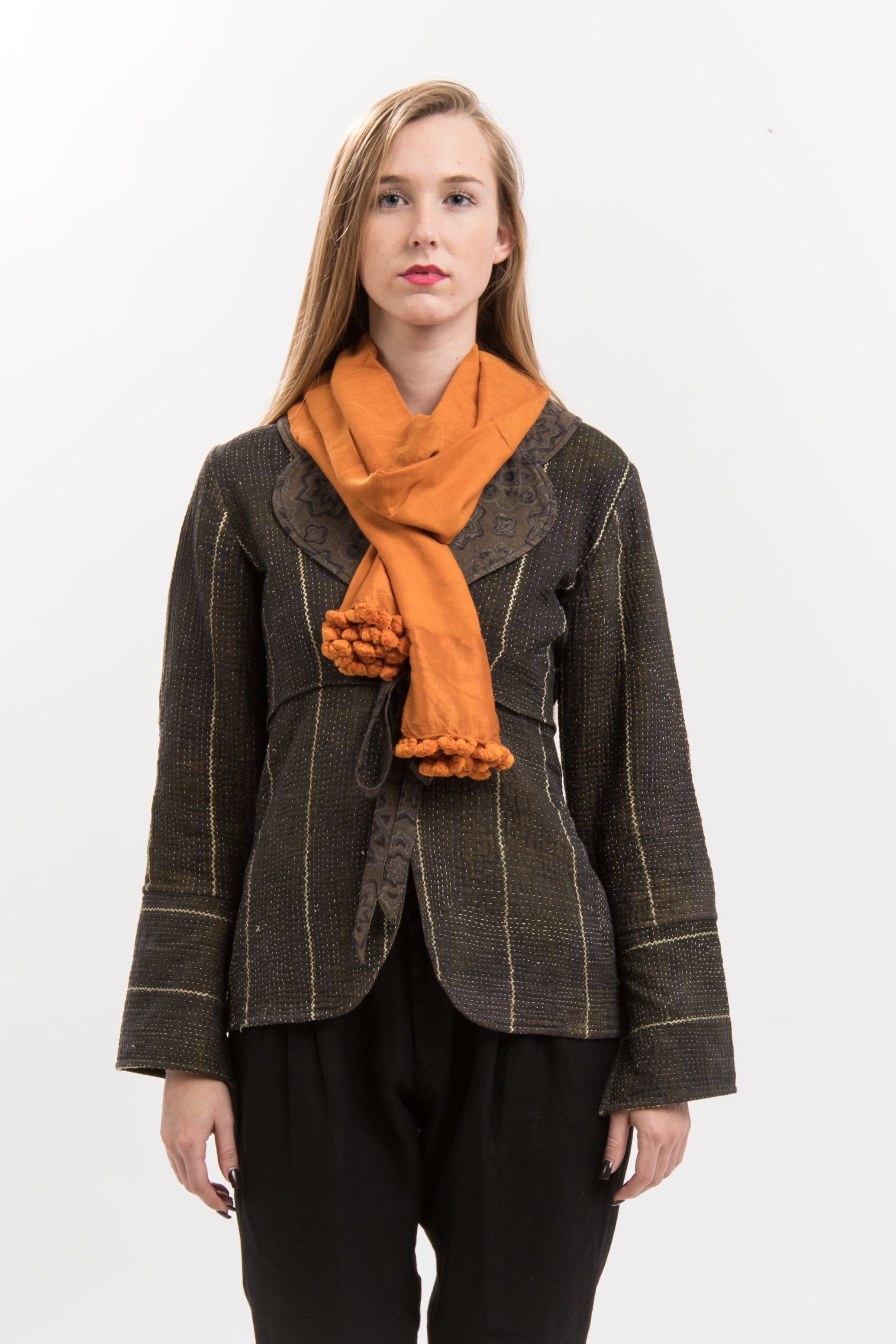 Tangerine Pompom Scarf