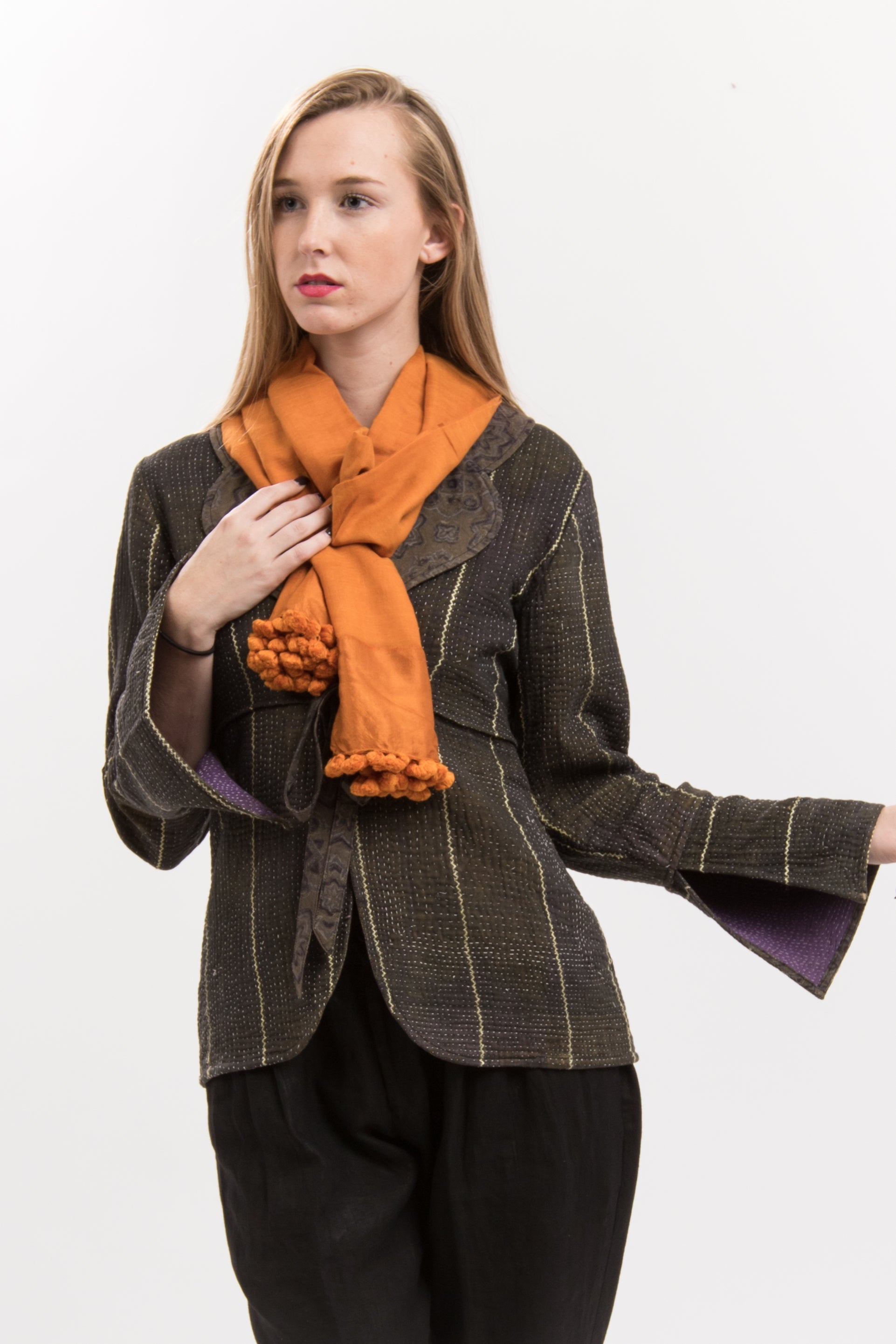 Tangerine Pompom Scarf