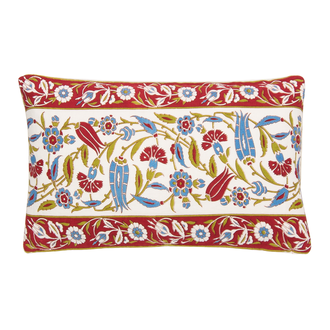 Peshawar Red/Blue/Green Lumbar Pillow Shell Linen