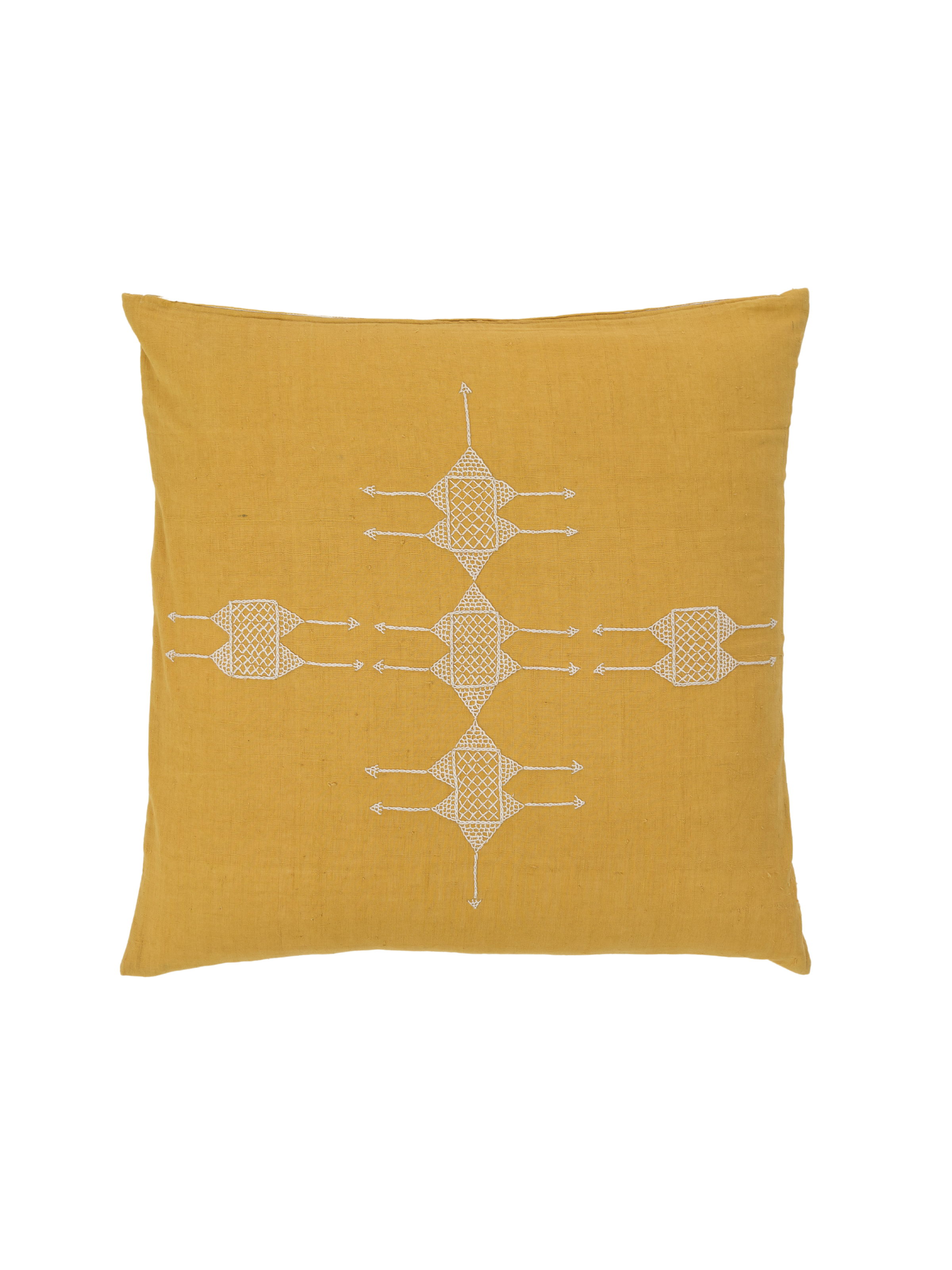 Ruffia Yellow Embroidered Pillow