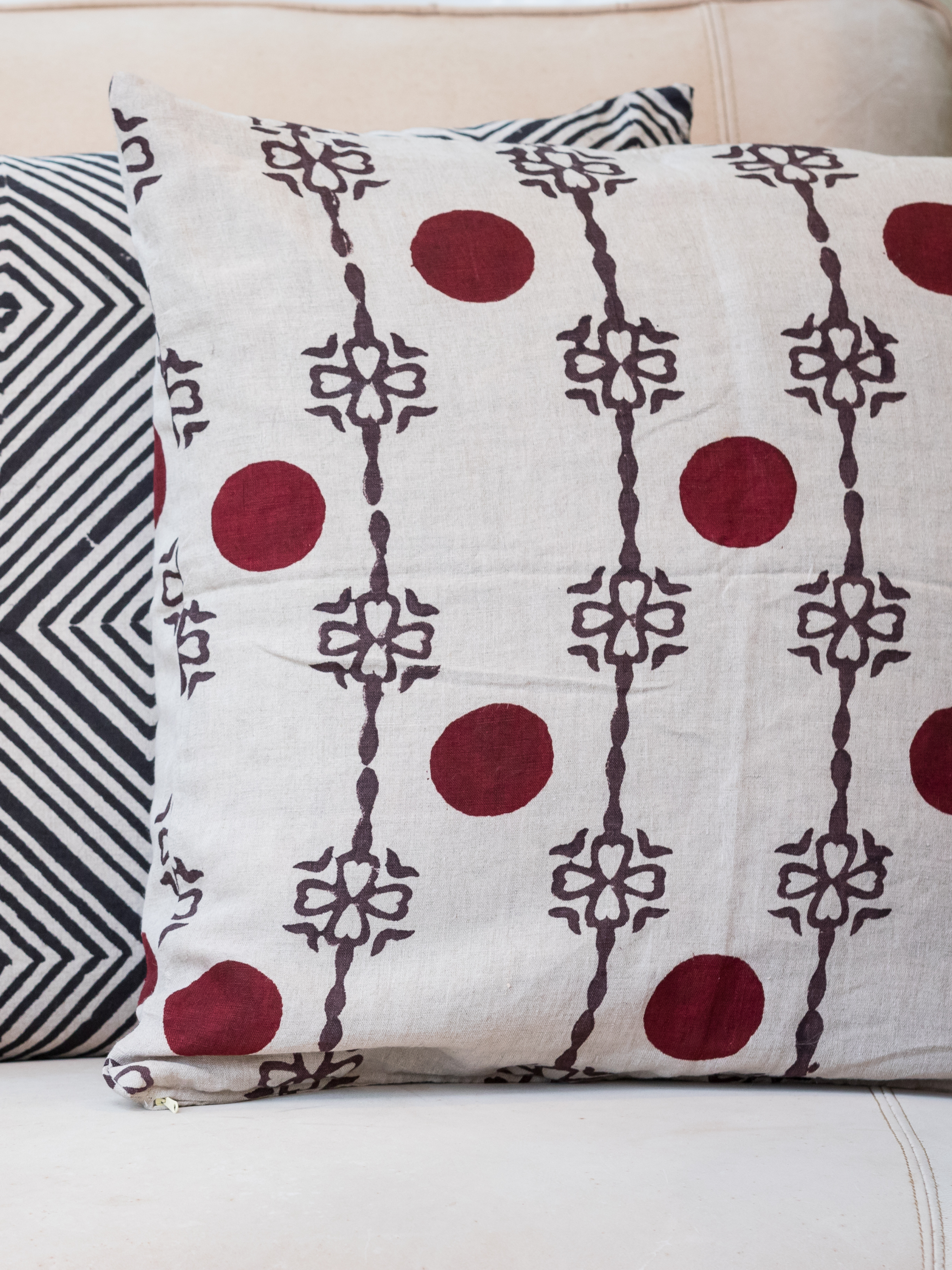 Sake Madder Red & Charcoal Decorative Pillow