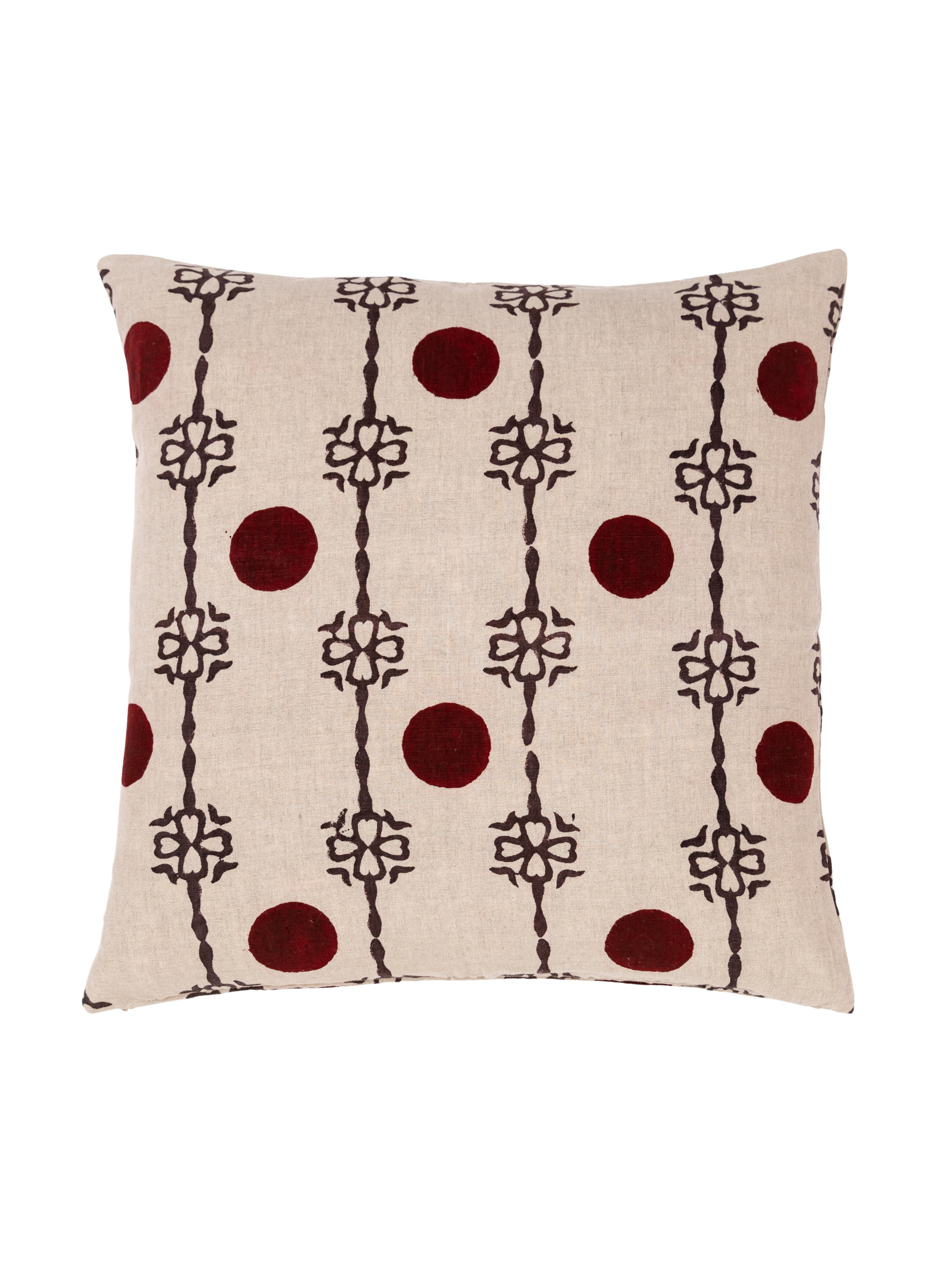 Sake Madder Red And Charcoal Decorative Pillow