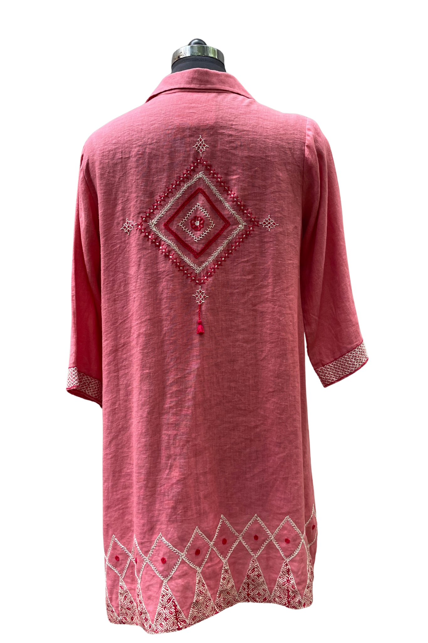 Tahari Dress Tomato with Embroidery