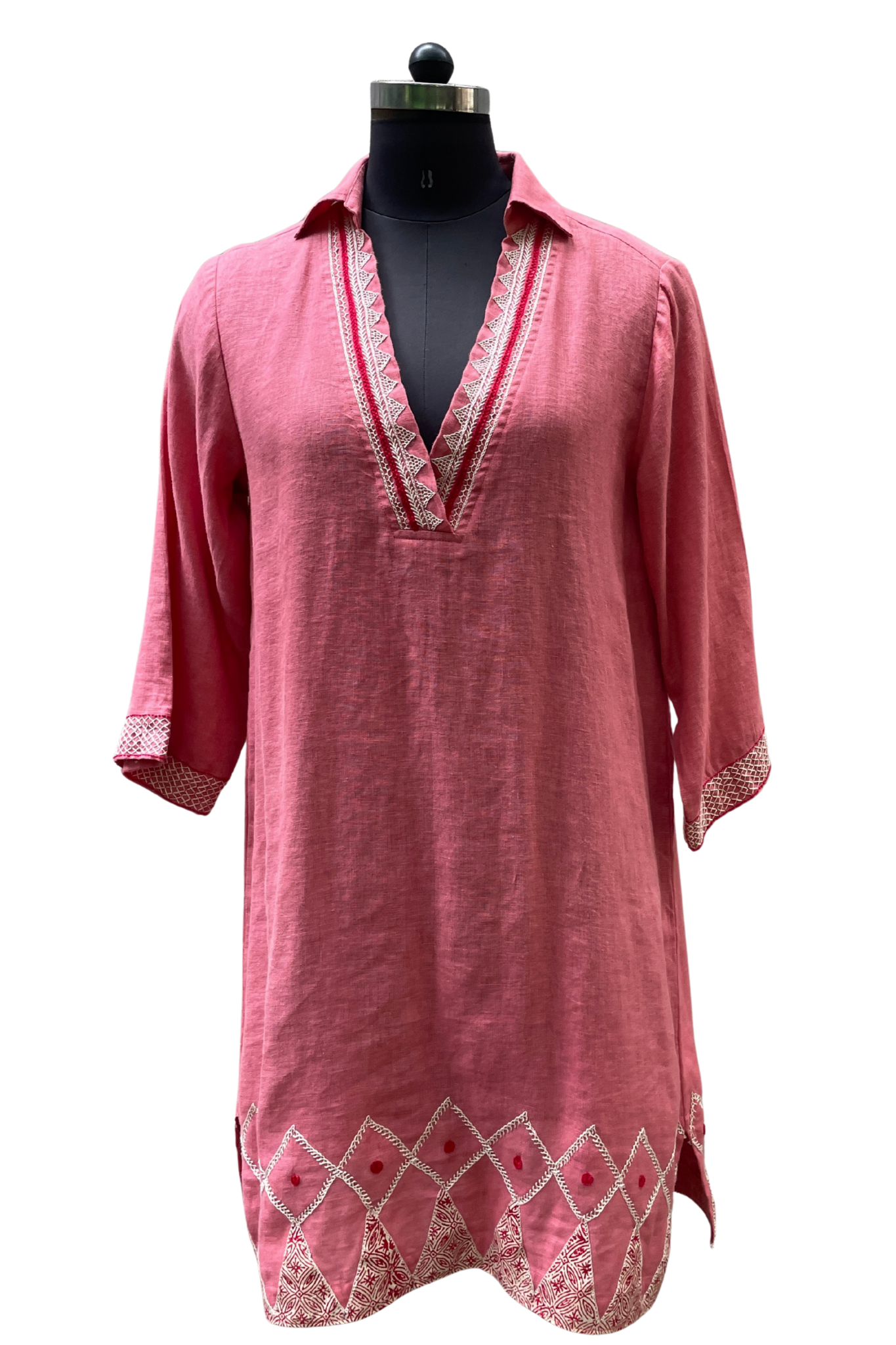 Tahari Dress Tomato with Embroidery