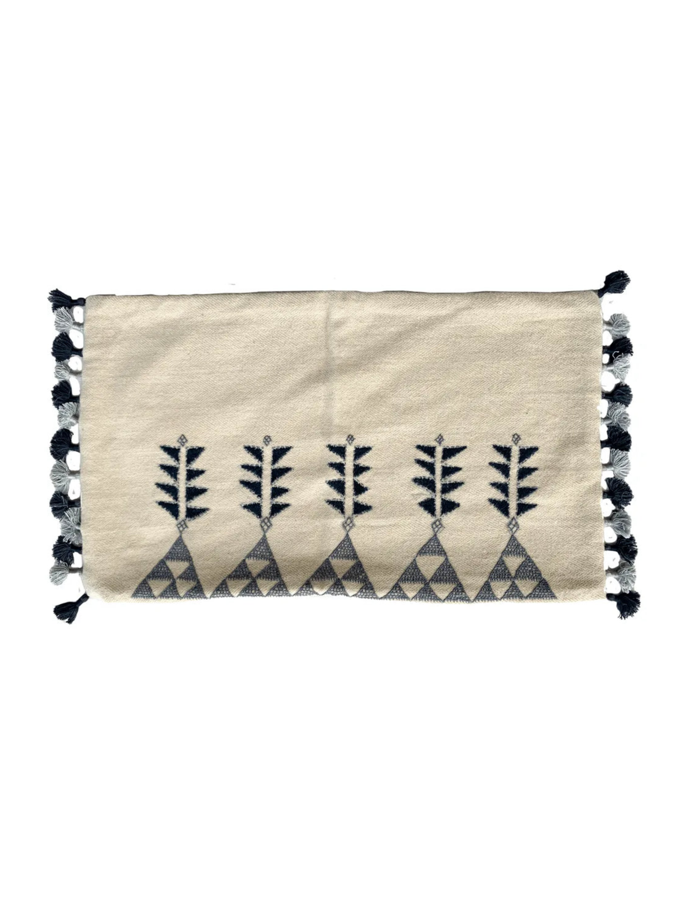 Temple Tree Wool Pillow Cover With Tassels
