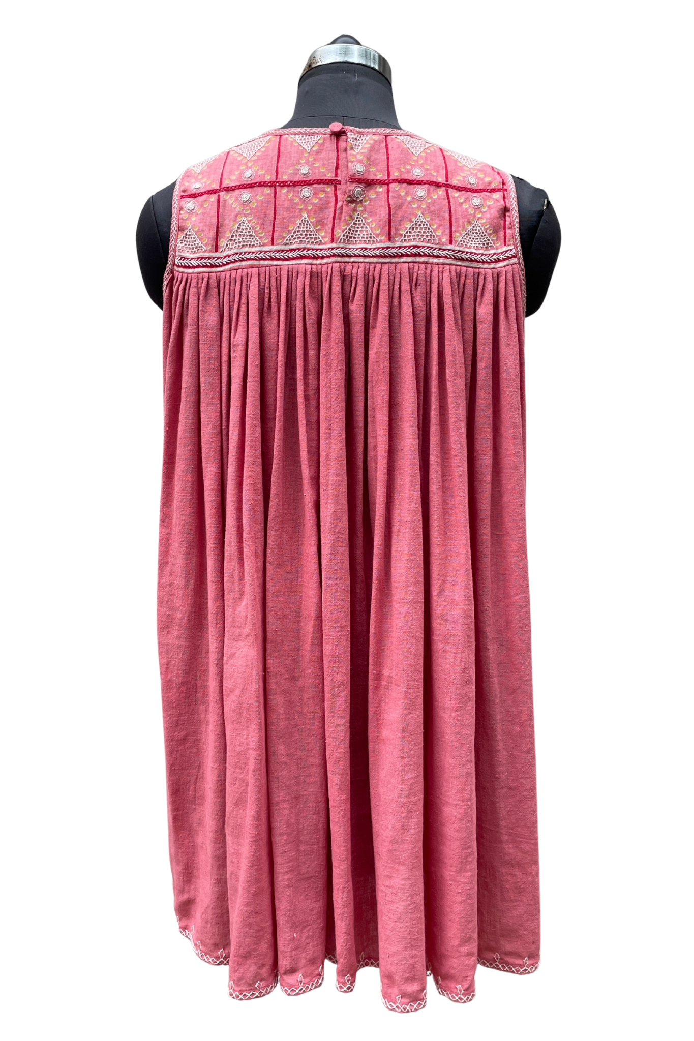 Yoshiko Dress Tomato with Embroidery