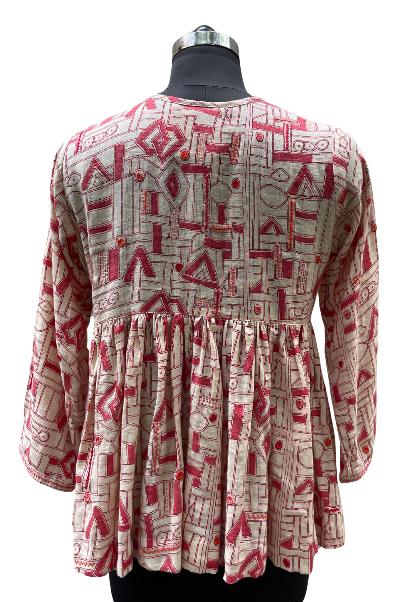Zia Top in Tomato Kuba with Embroidery